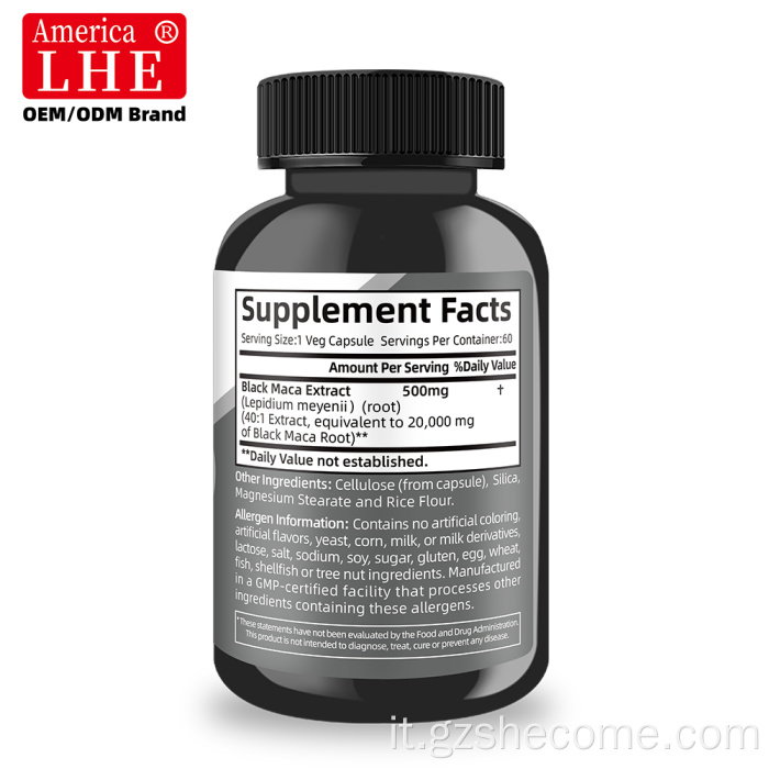 Shecome Black Maca Capsule 20000mg Pillole per l'ingrandimento del pene